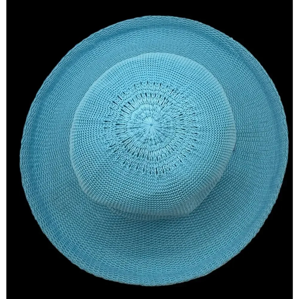 Wallaroo Womens Victoria Sun Hat Turquoise Blue Packable Adjustable Wide Brim
